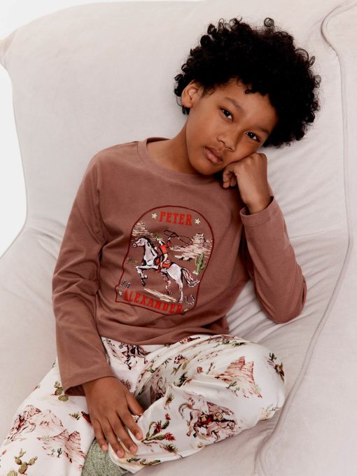 Boys Western Print Long Pj Set Multi