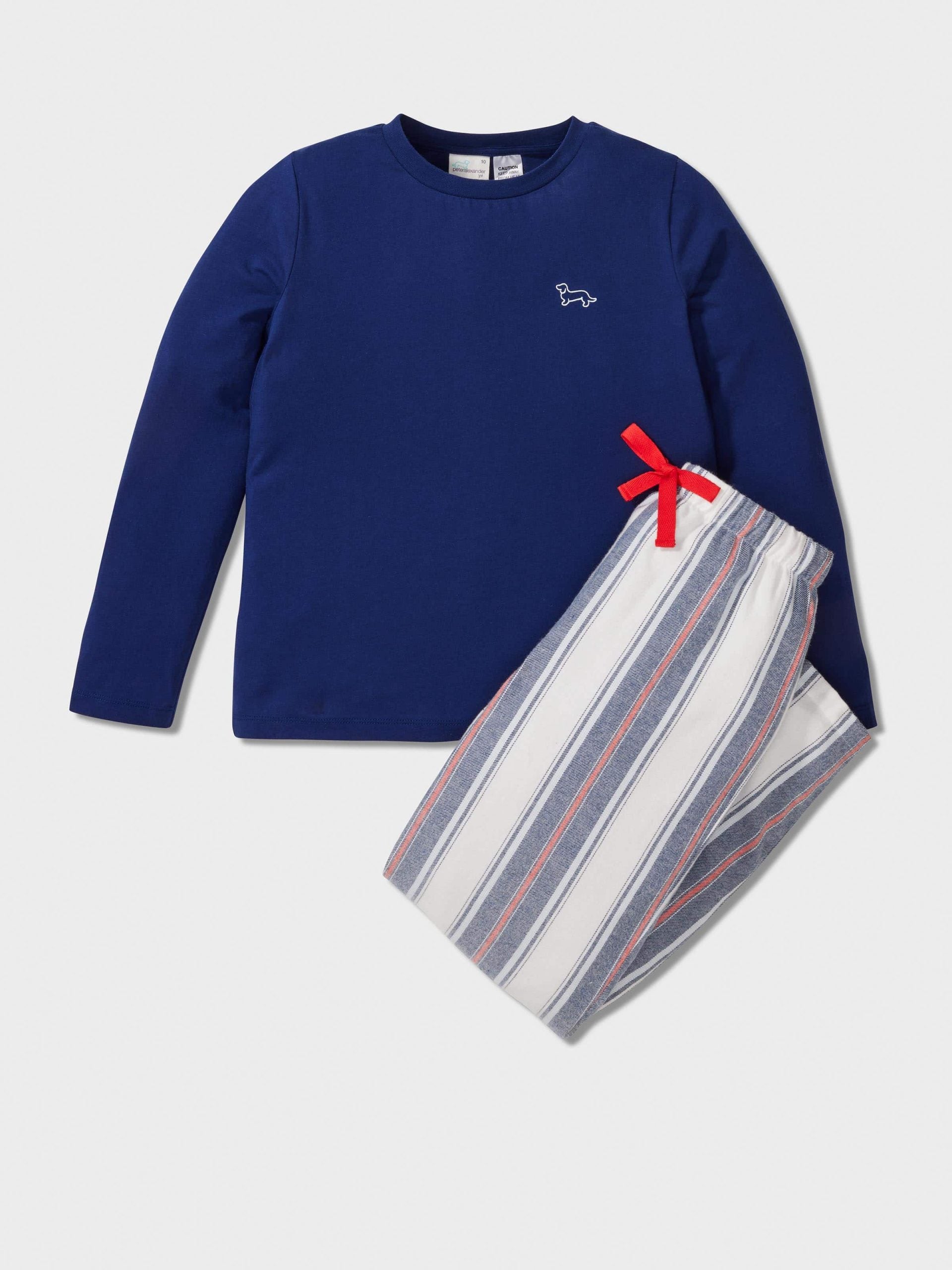 Boys Stripe Flannelette Long Pj Set Navy