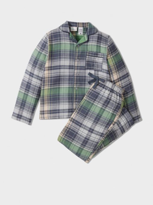 Boys Cowboy Check Long Classic Pj Set Green