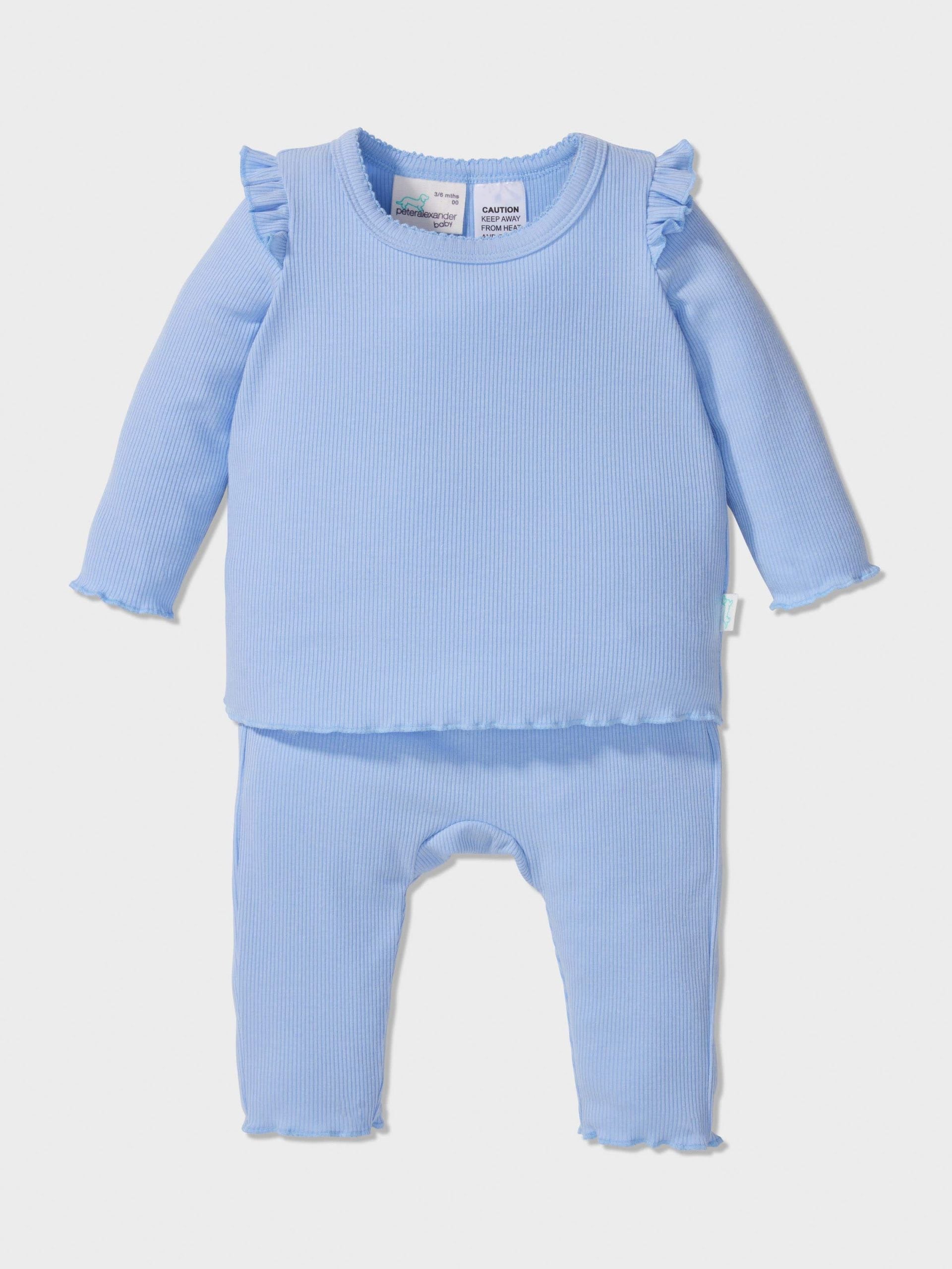Baby Girl Rib Long Pj Set Blue