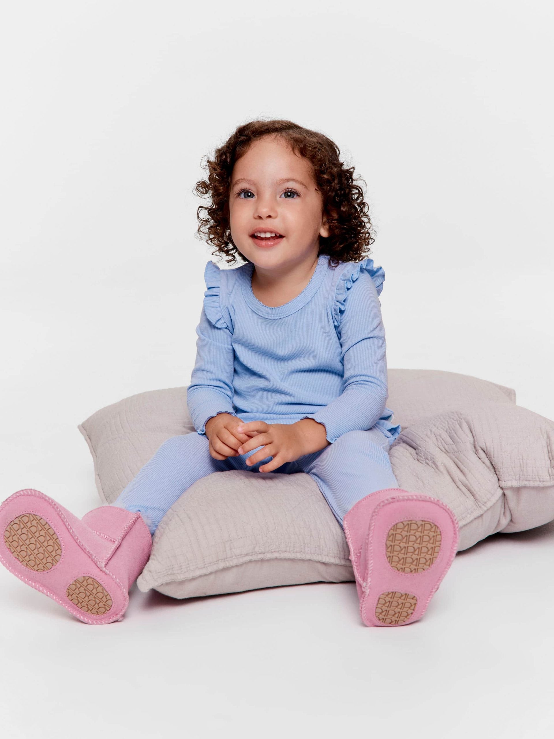 Baby Girl Rib Long Pj Set Blue