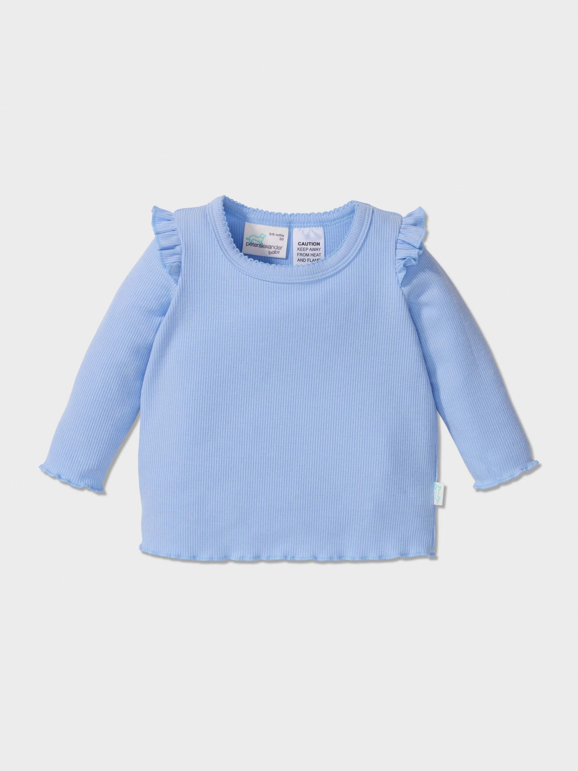 Baby Girl Rib Long Pj Set Blue