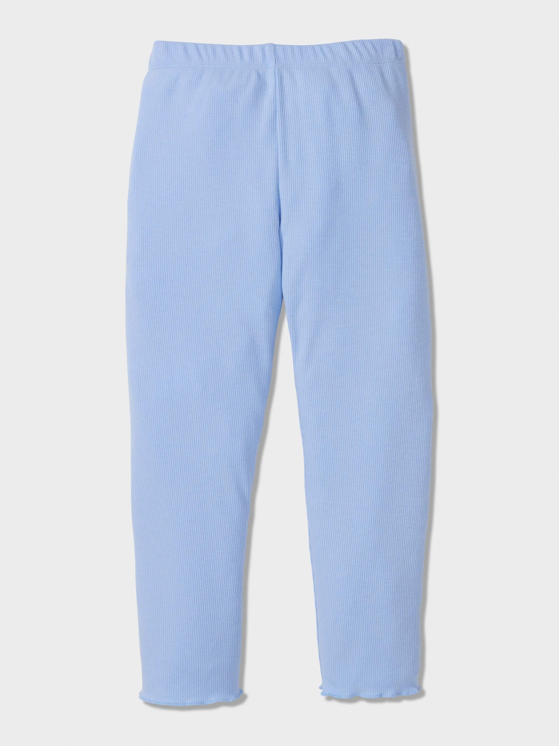 Jnr Girls Rib Long Pj Set Blue