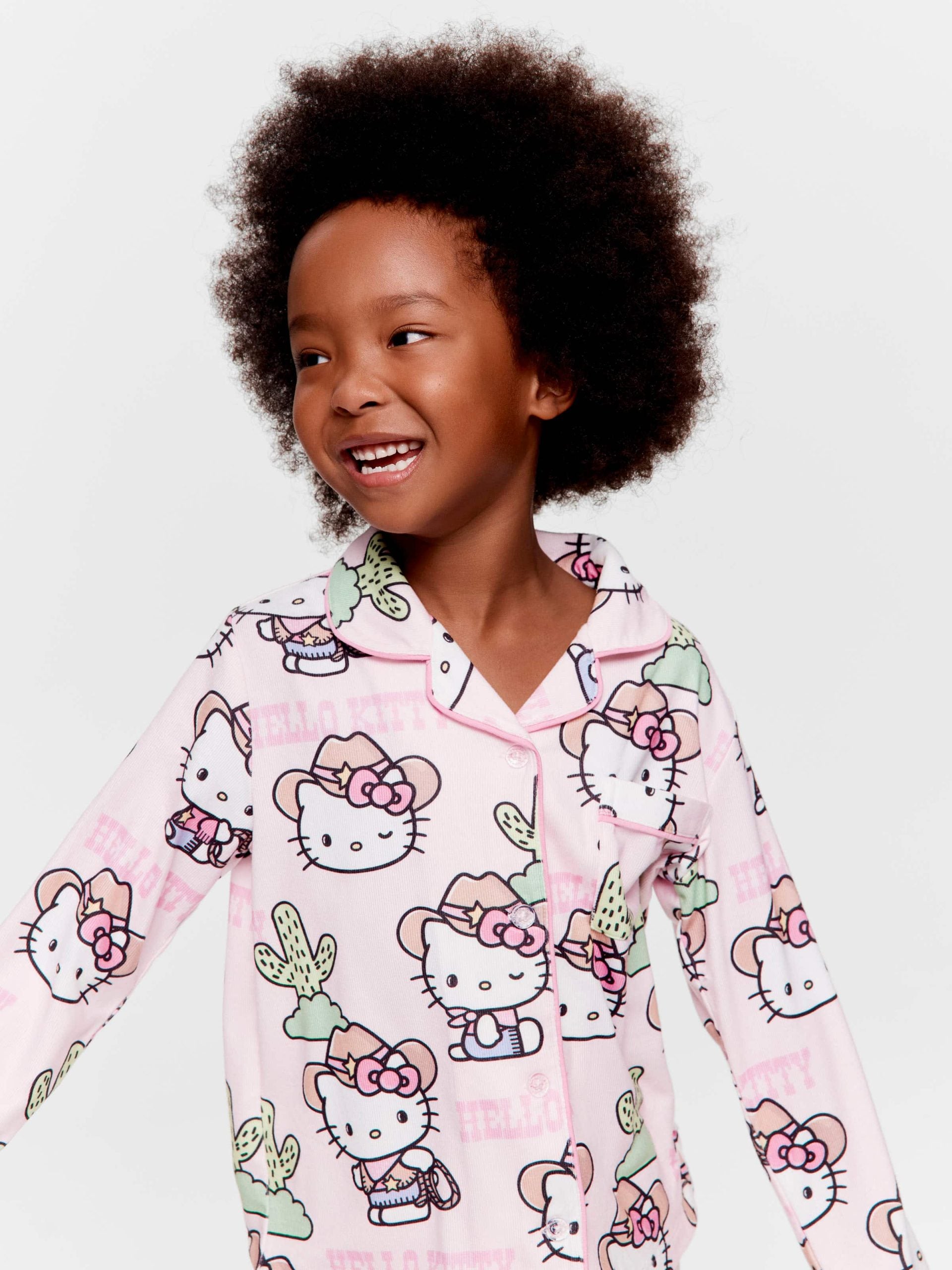 Jnr Girls Hello Kitty Cowboy Long Plush Classic Pj Set Multi