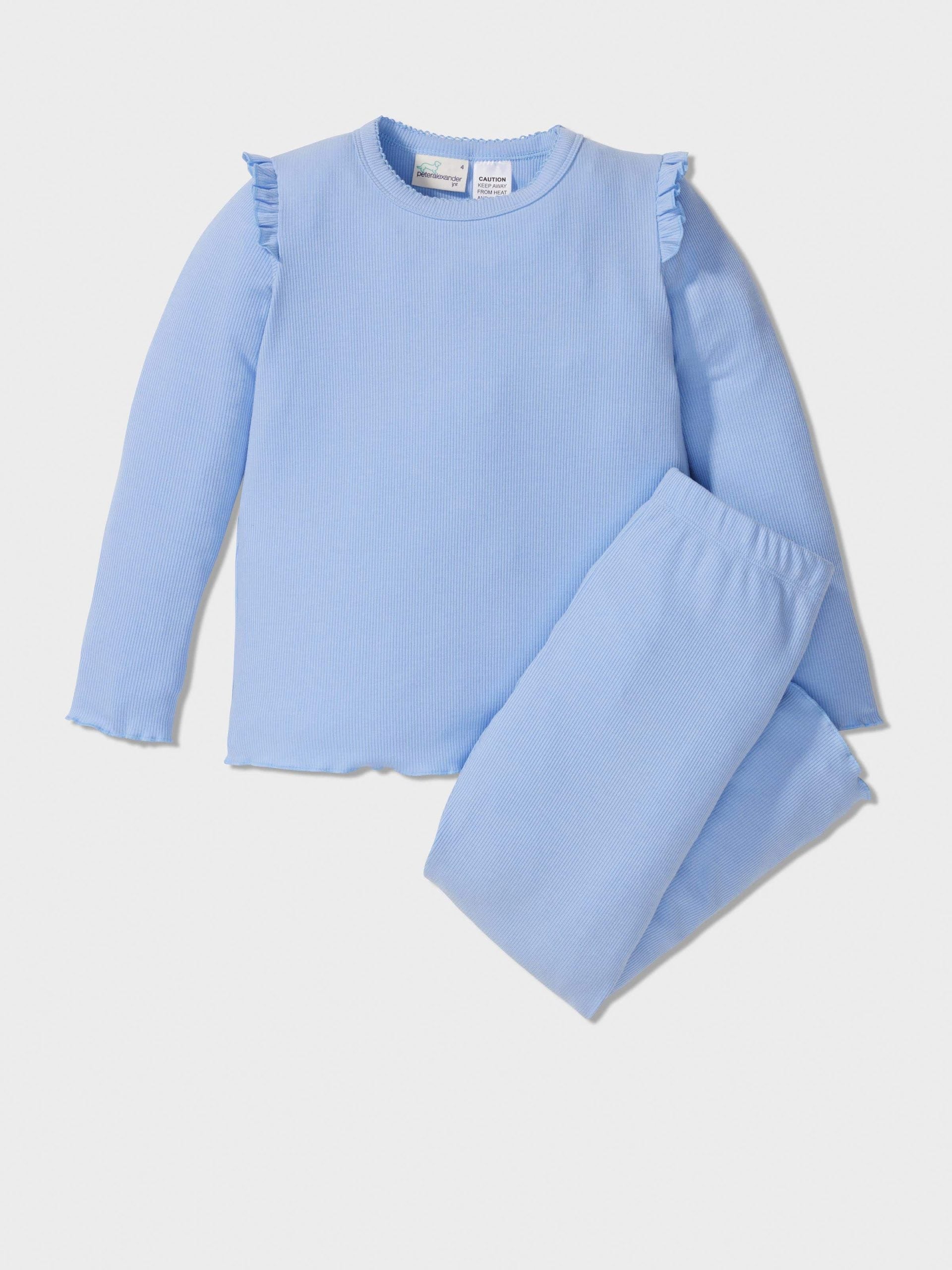 Girls Rib Long Pj Set Blue