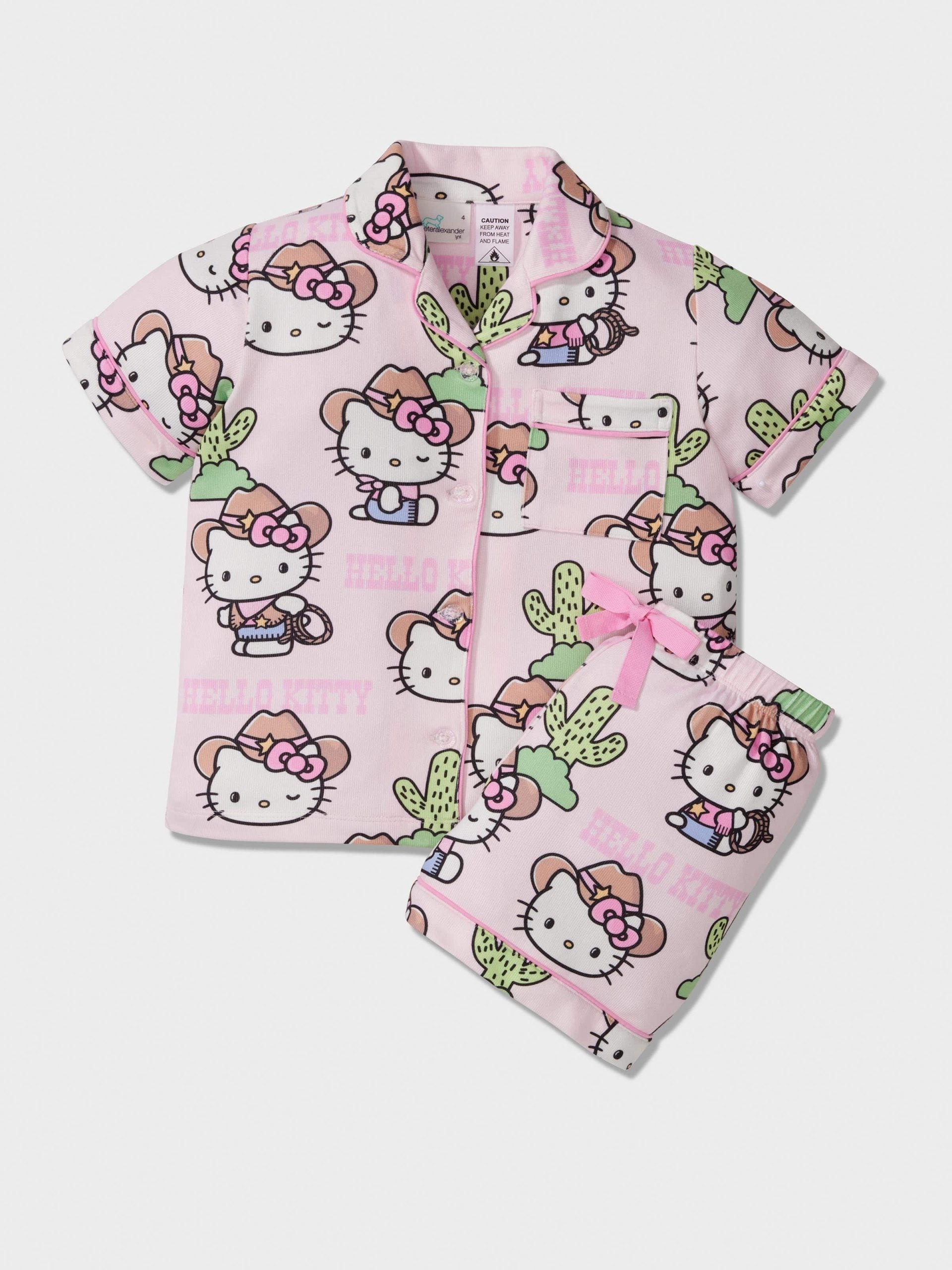 Girls Hello Kitty Cowboy Plush Classic Shortie Pj Set Multi