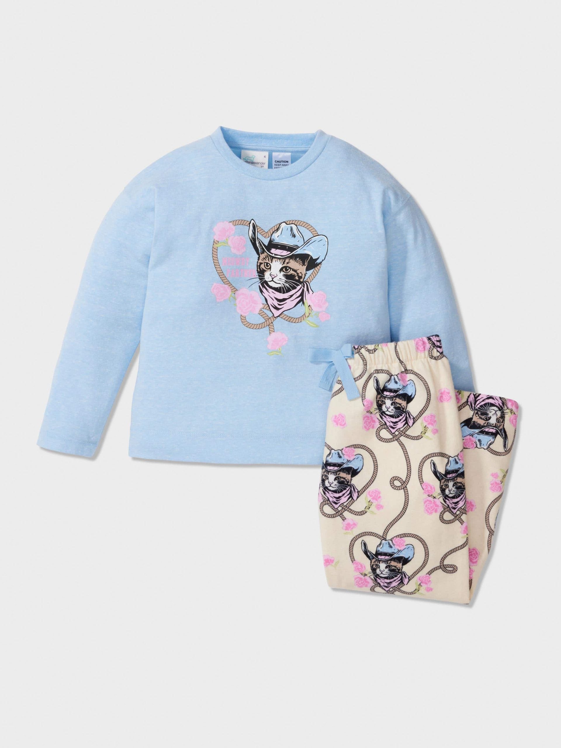 Jnr Girls Cowboy Cat Long Set Multi