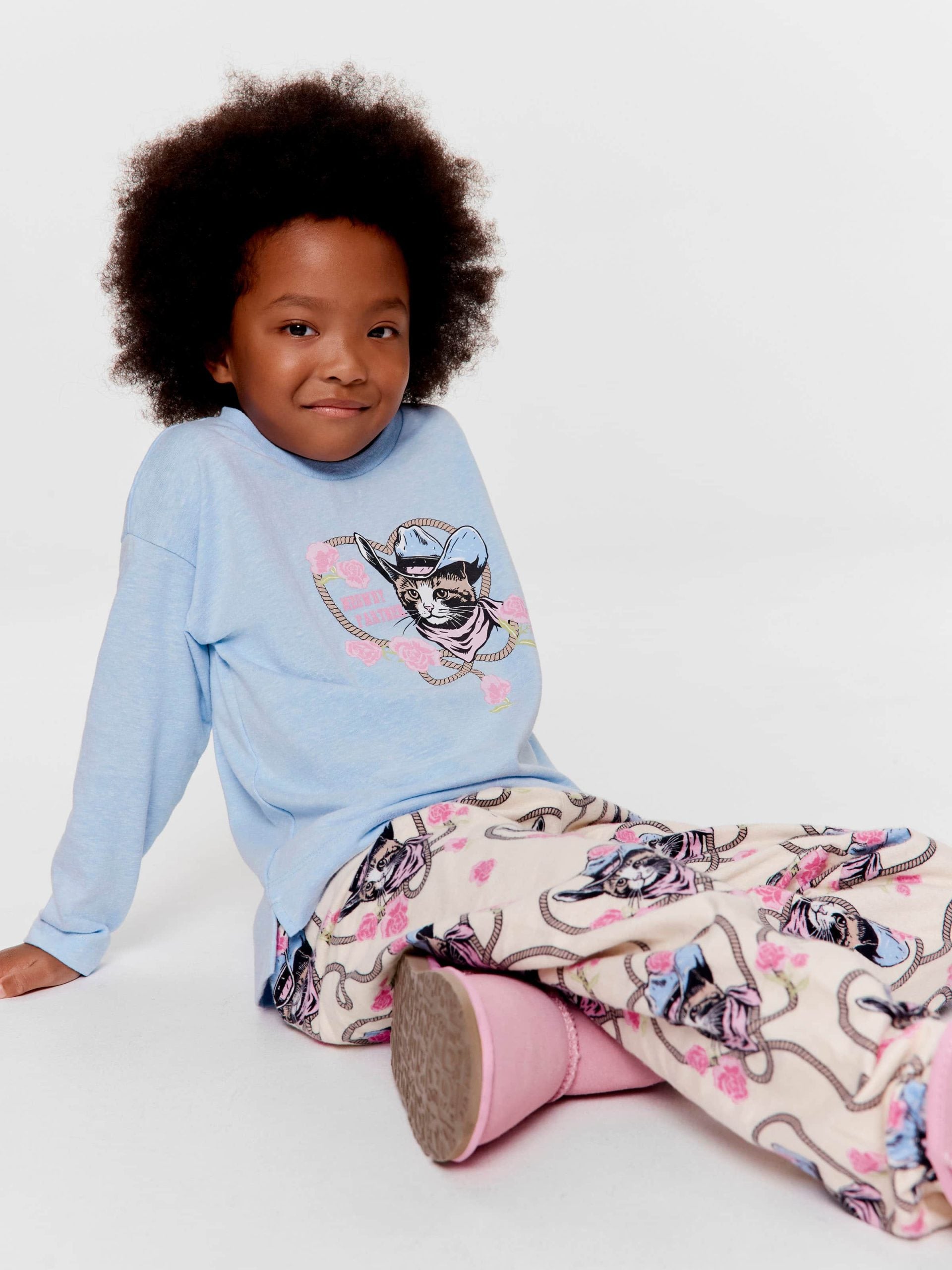 Jnr Girls Cowboy Cat Long Set Multi