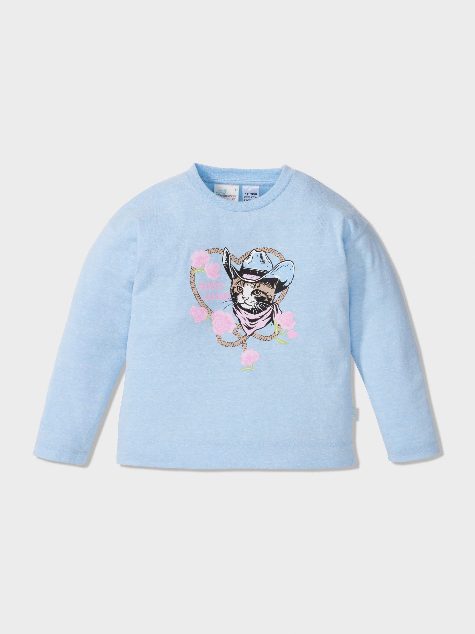 Girls Cowboy Cat Long Pj Set Multi