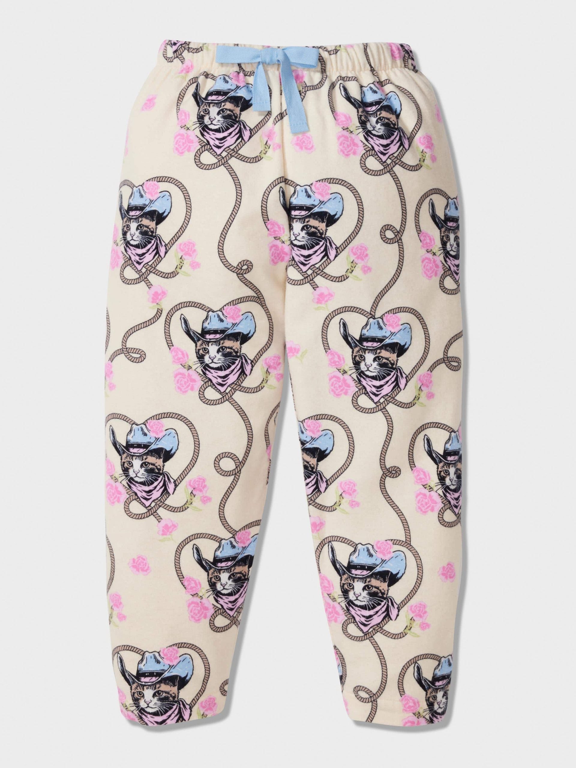 Girls Cowboy Cat Long Pj Set Multi