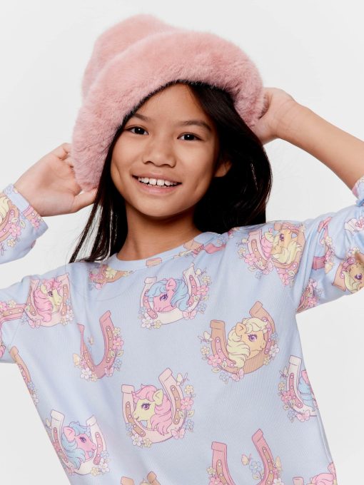 Girls My Little Pony Long Plush Pj Set Blue