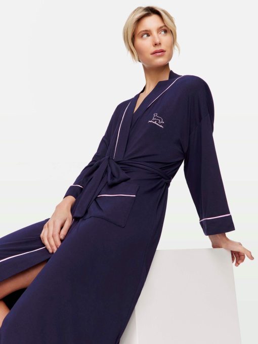 Navy Bamboo Knit Gown navy