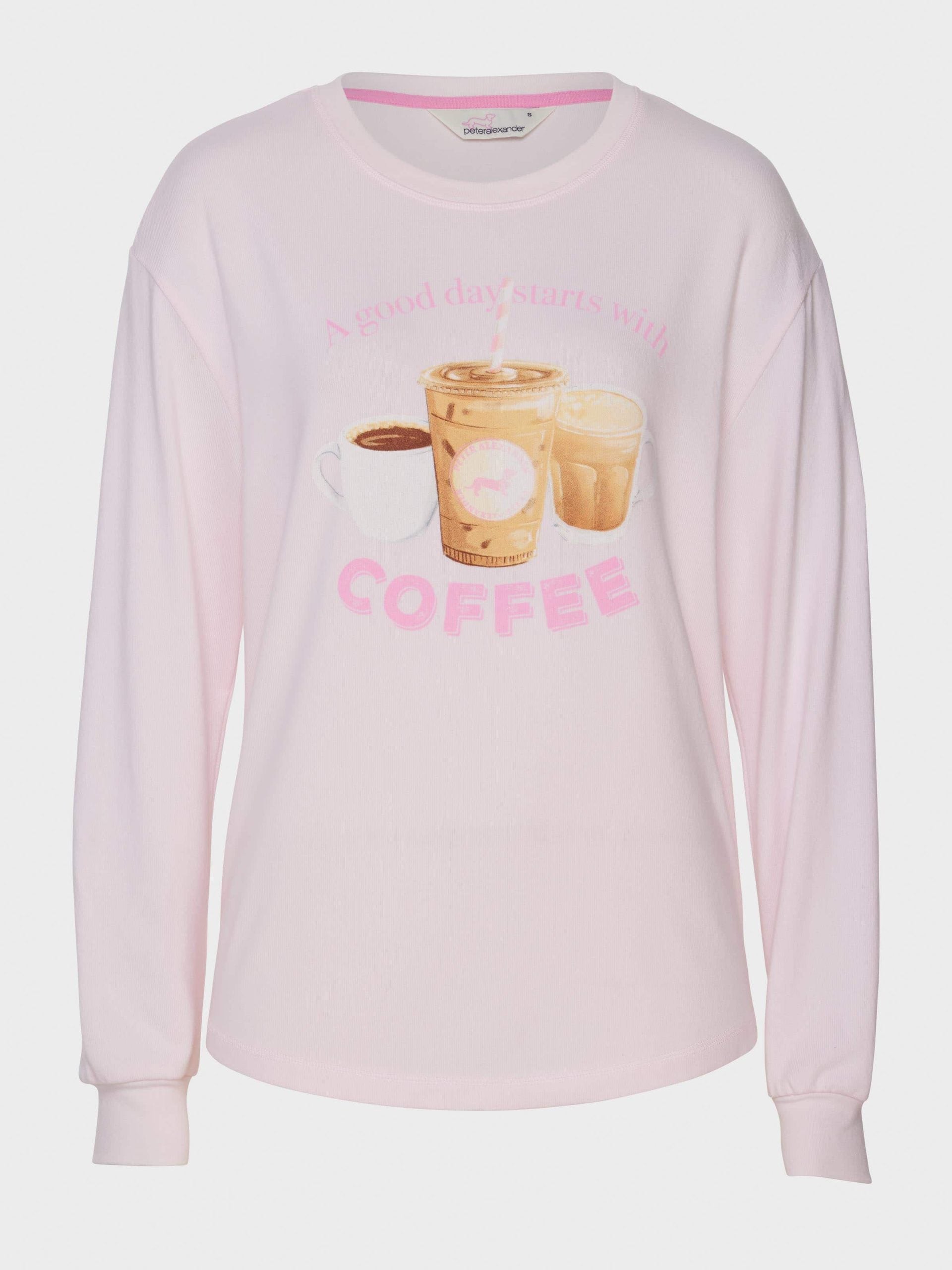 Coffee Plush Oversized Long Sleeve Top pink