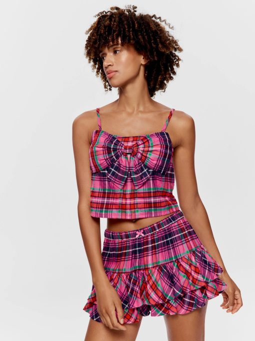 Pink Check Bow Cami multi