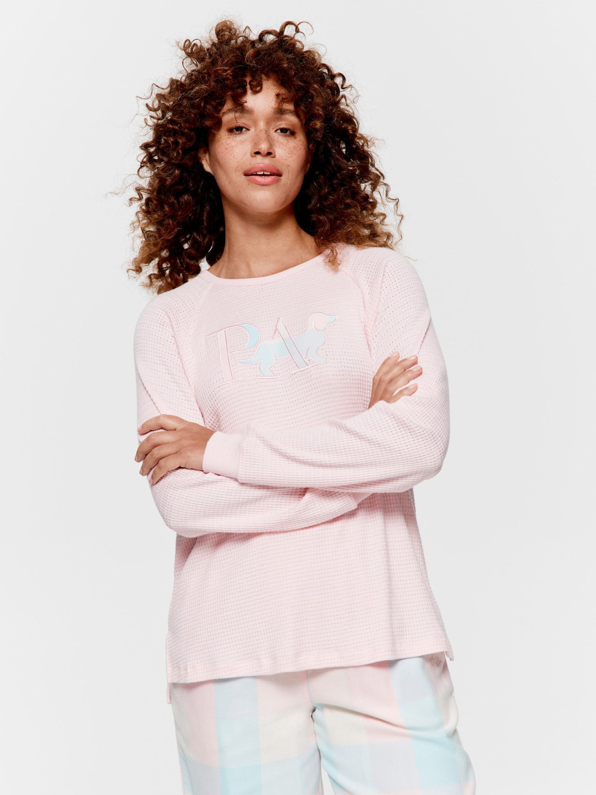 Buffalo Logo Waffle Sweater pink