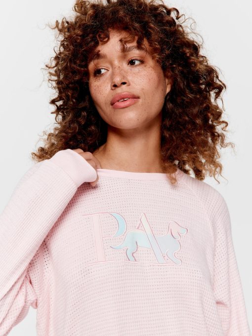 Buffalo Logo Waffle Sweater pink