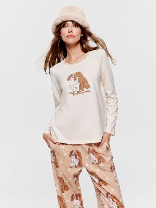 Puppy Love Long Sleeve Top Cream