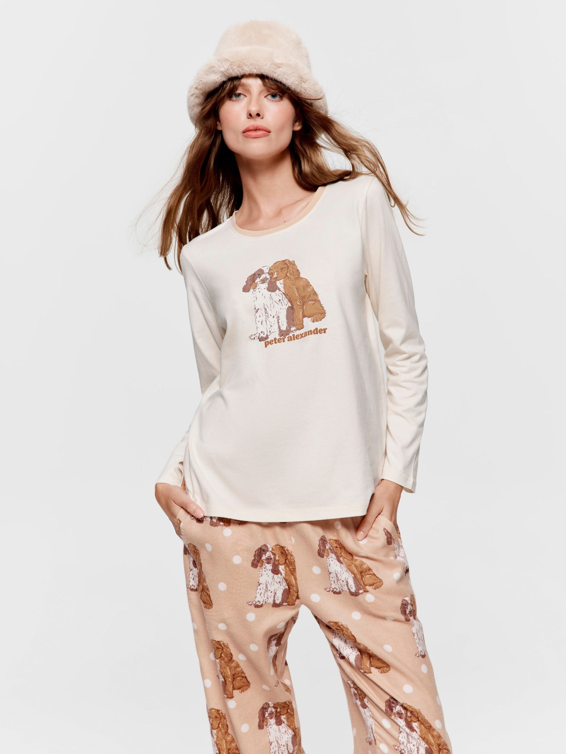 Puppy Love Long Sleeve Top Cream