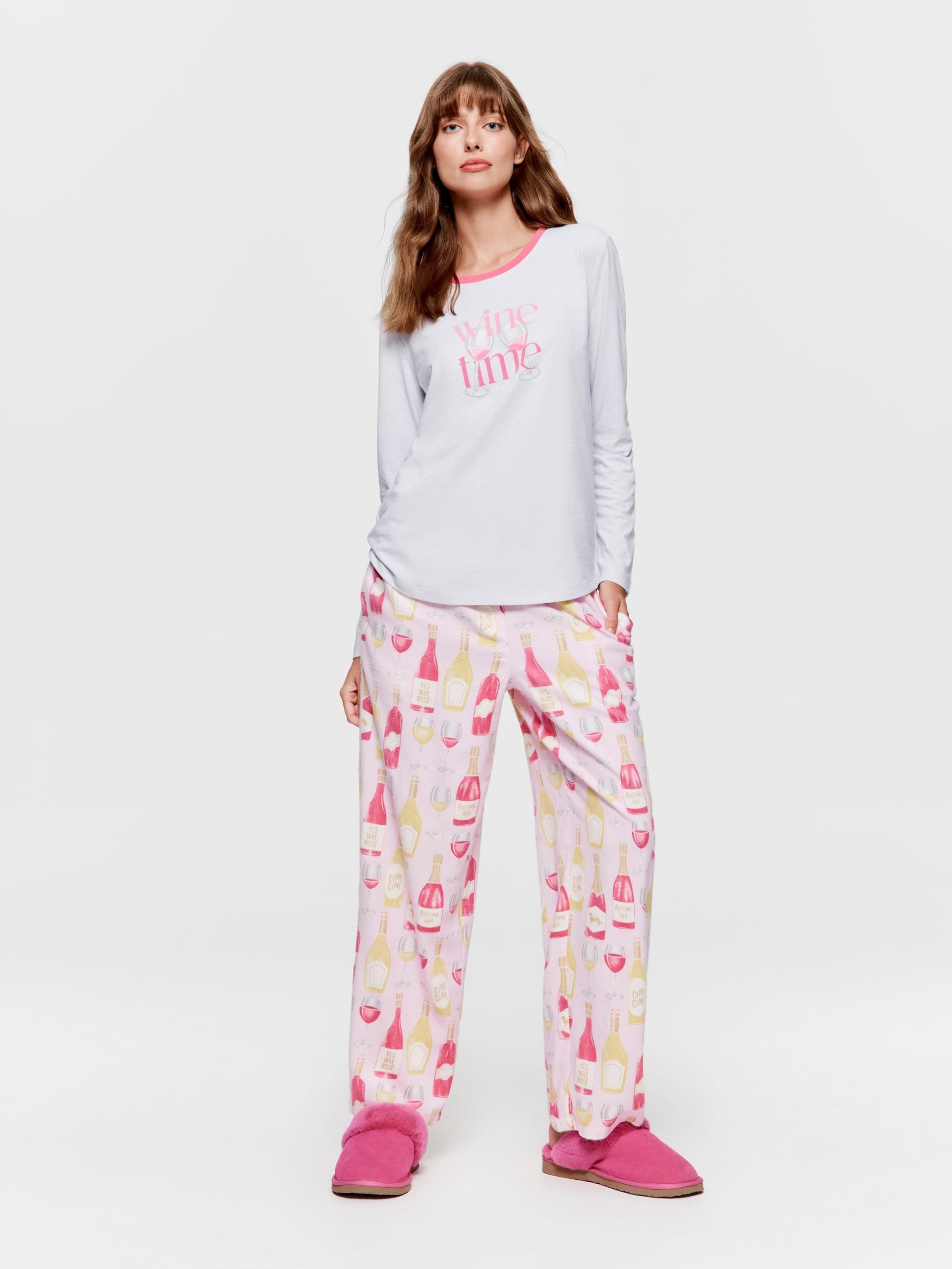 Wine Time Long Sleeve Top greymarle