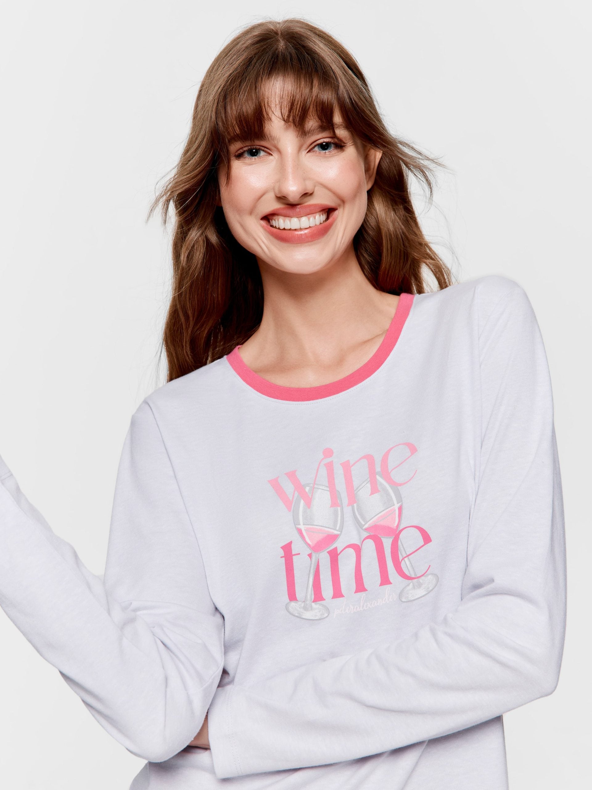 Wine Time Long Sleeve Top greymarle