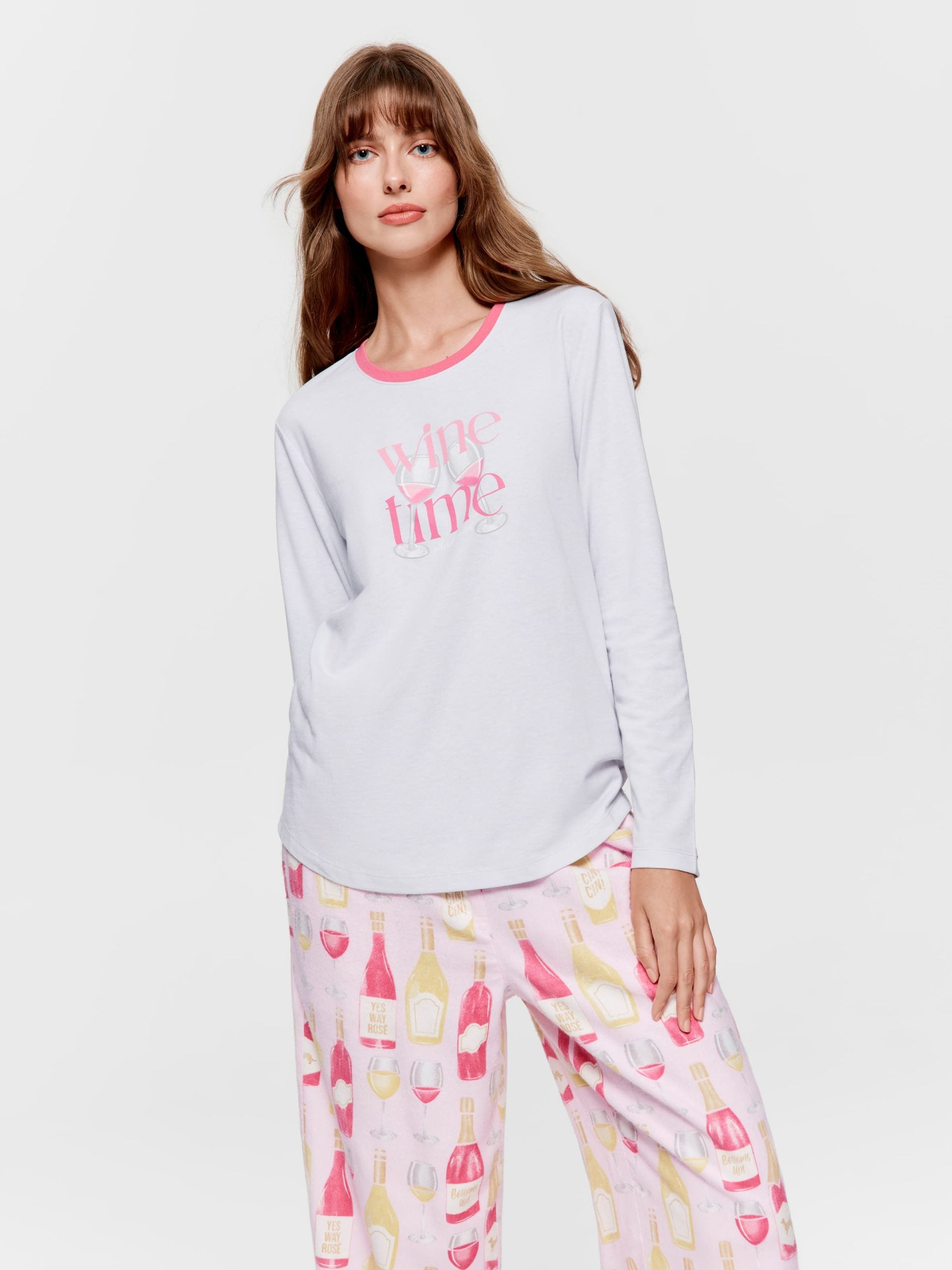 Wine Time Long Sleeve Top greymarle