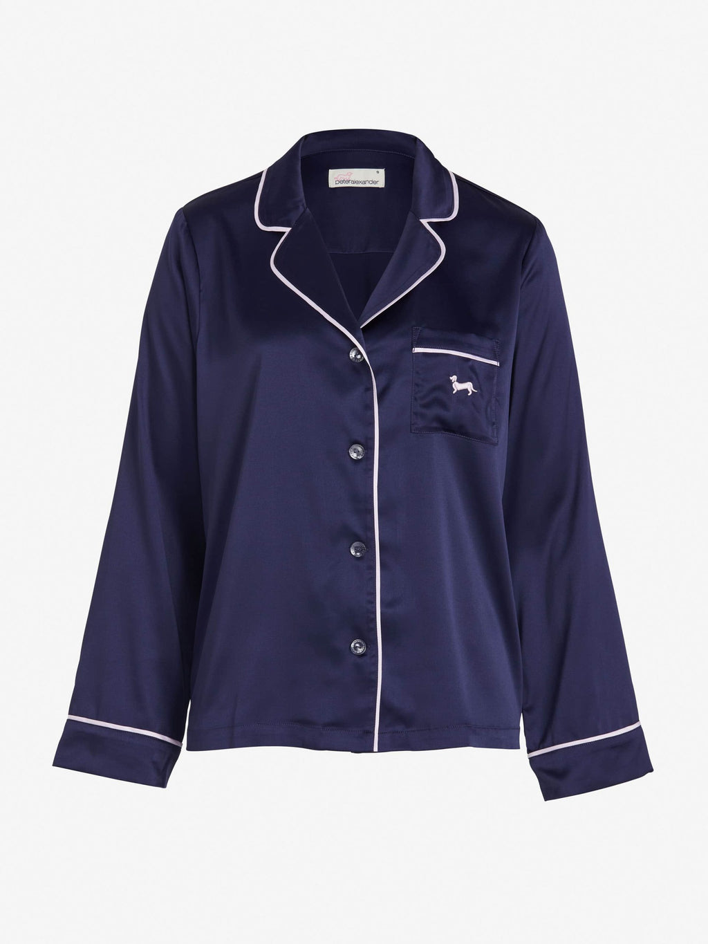 Tux Luxe Navy Satin Long Sleeve Shirt Navy