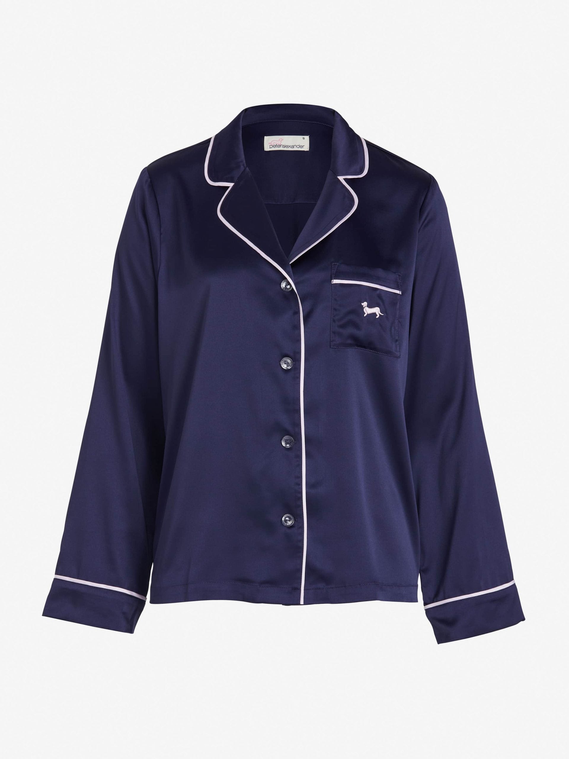 Tux Luxe Navy Satin Long Sleeve Shirt Navy