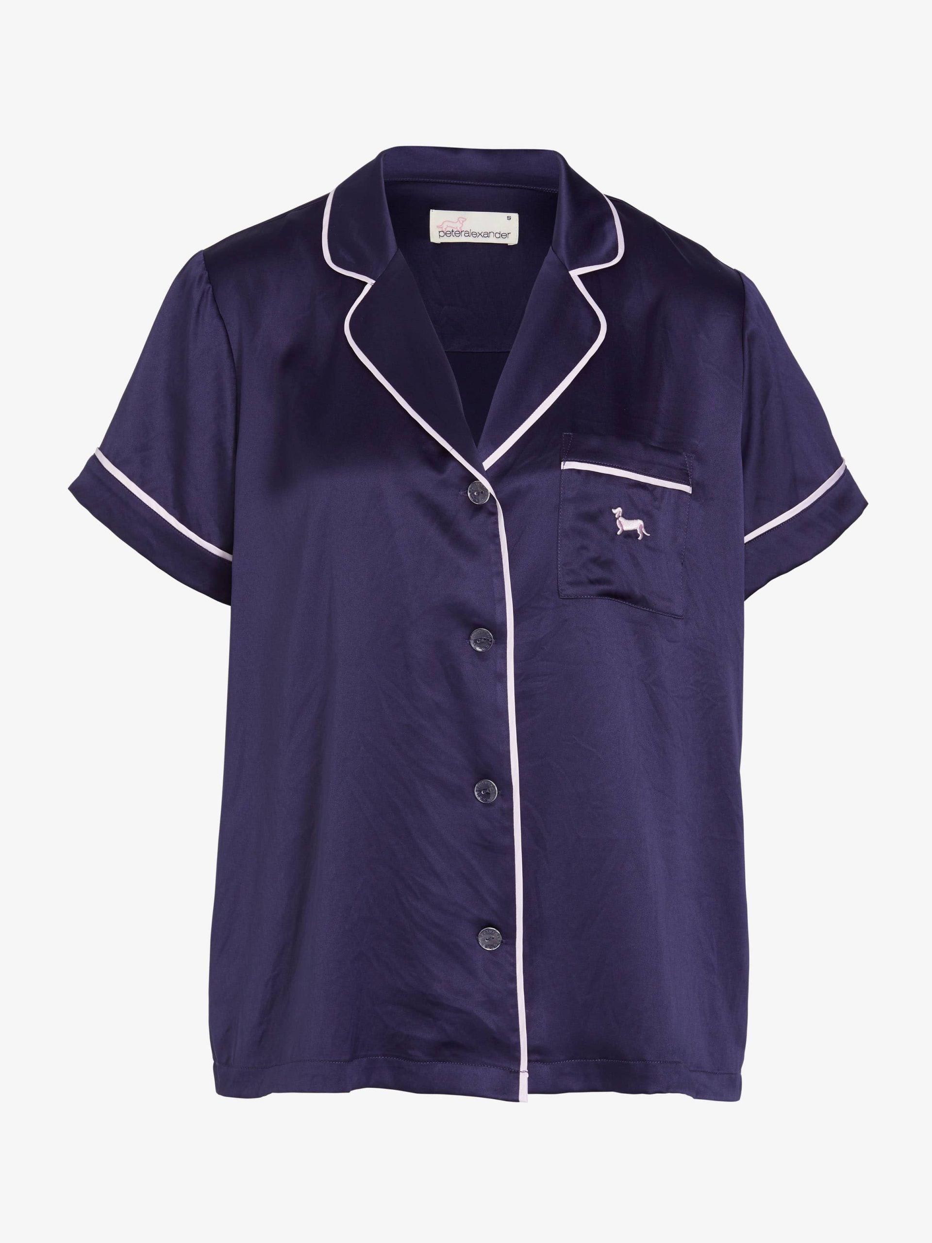 Tux Luxe Satin Short Sleeve Shirt navy