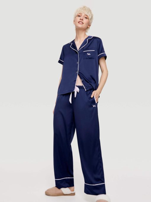 Navy Tux Luxe Satin Pj Pant navy