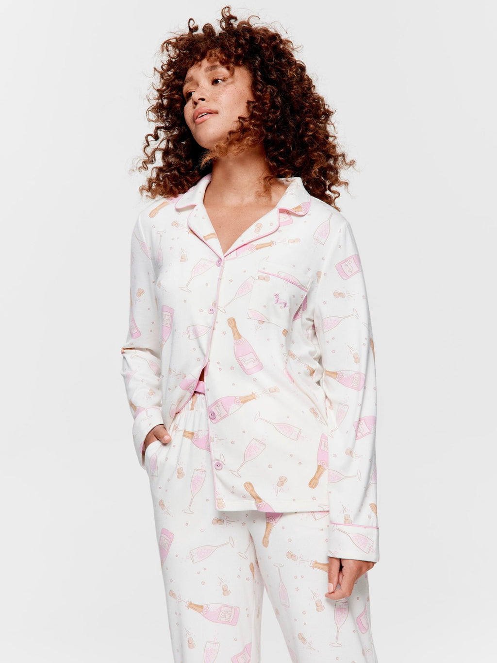Champagne Plush Long Pj Set multi