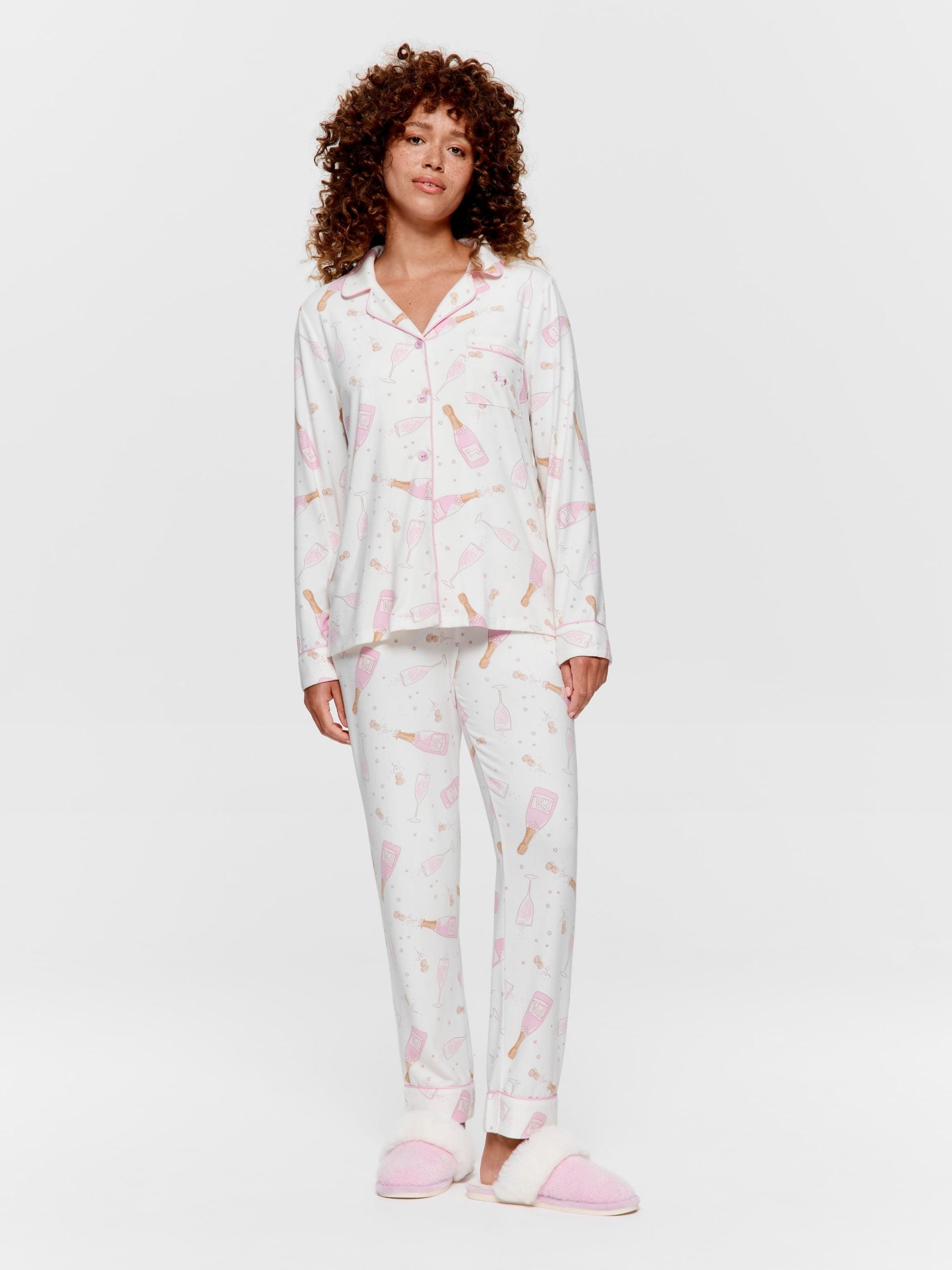 Champagne Plush Long Pj Set multi