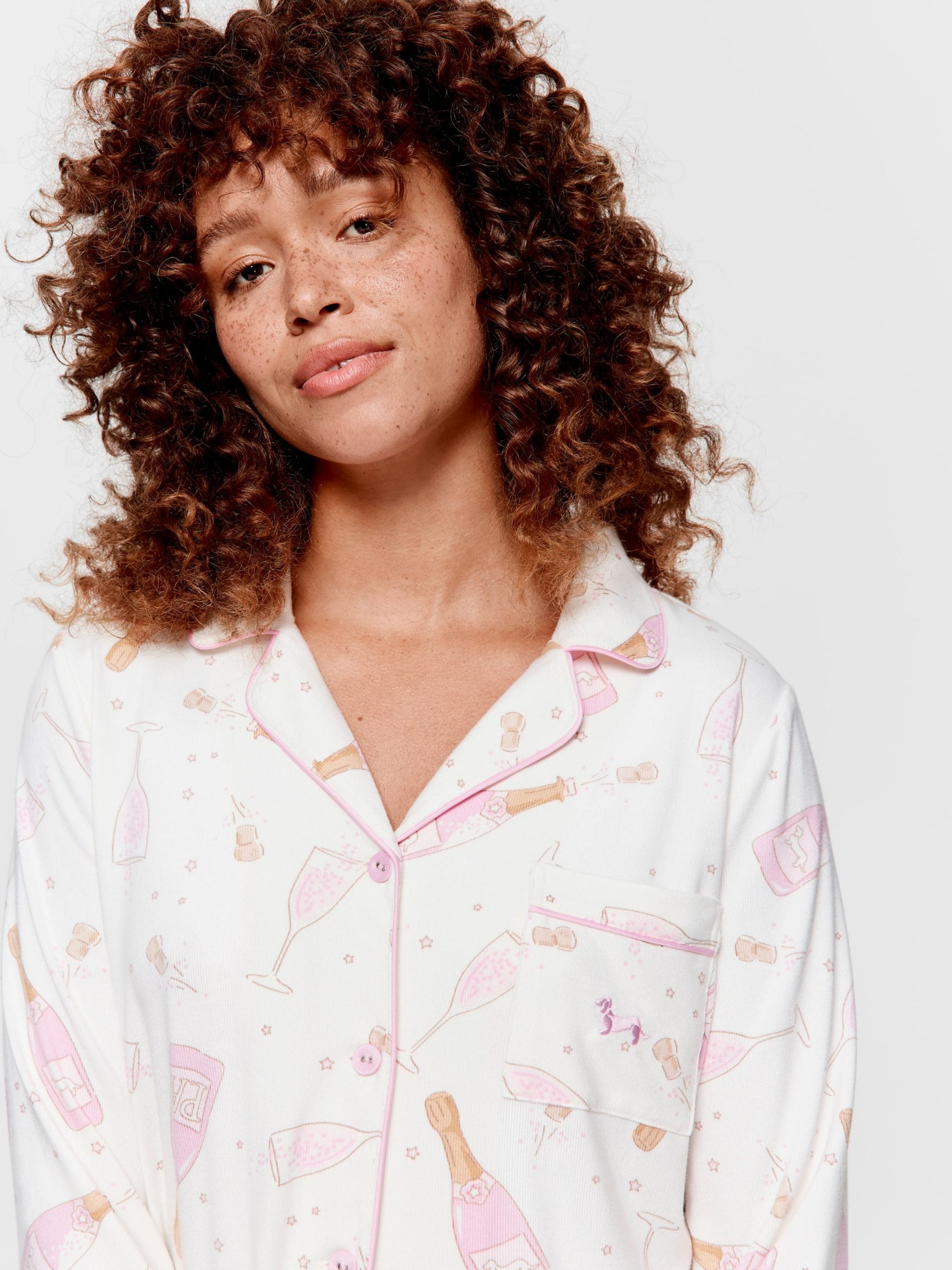 Champagne Plush Long Pj Set multi