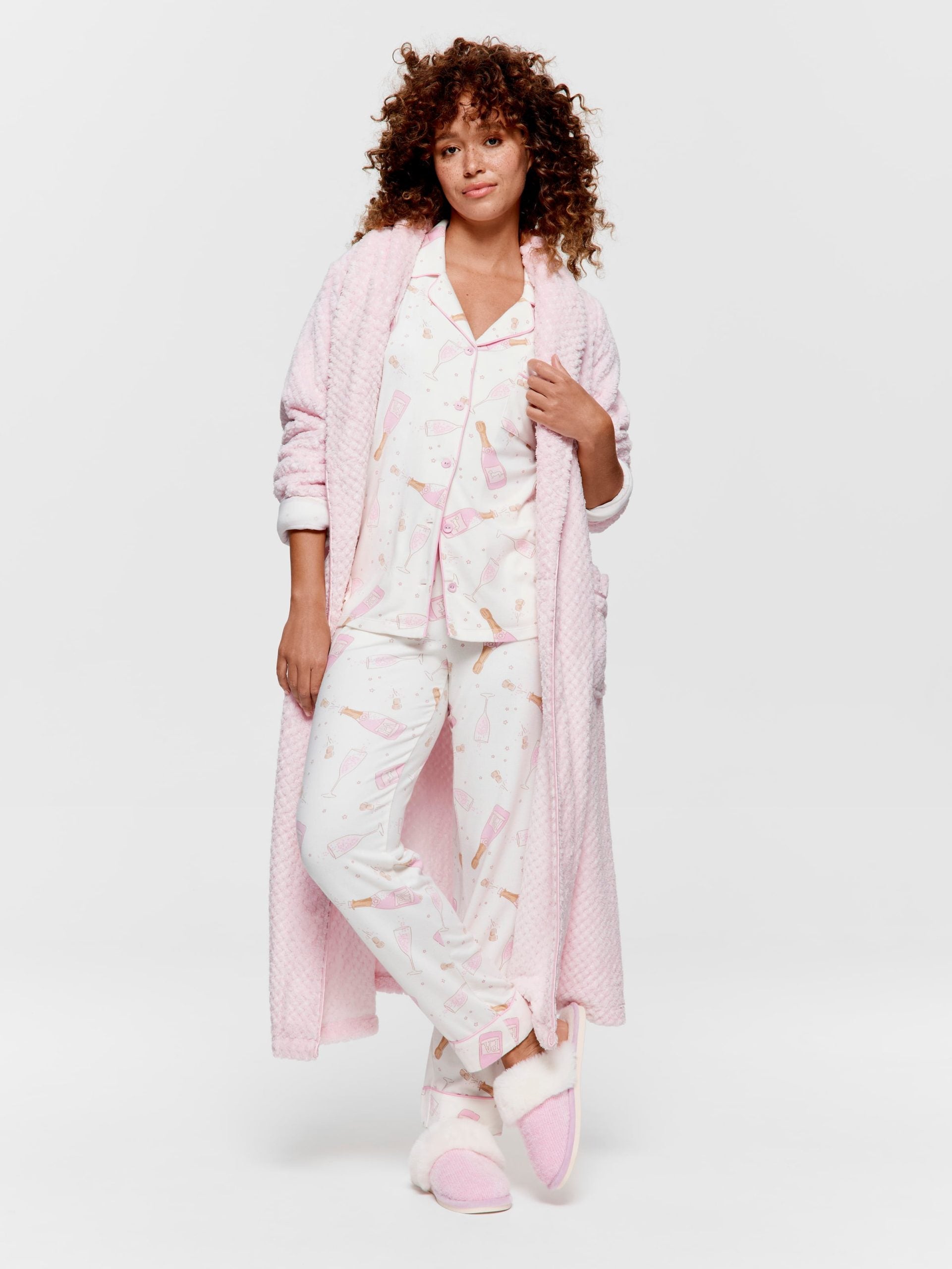 Champagne Plush Long Pj Set multi