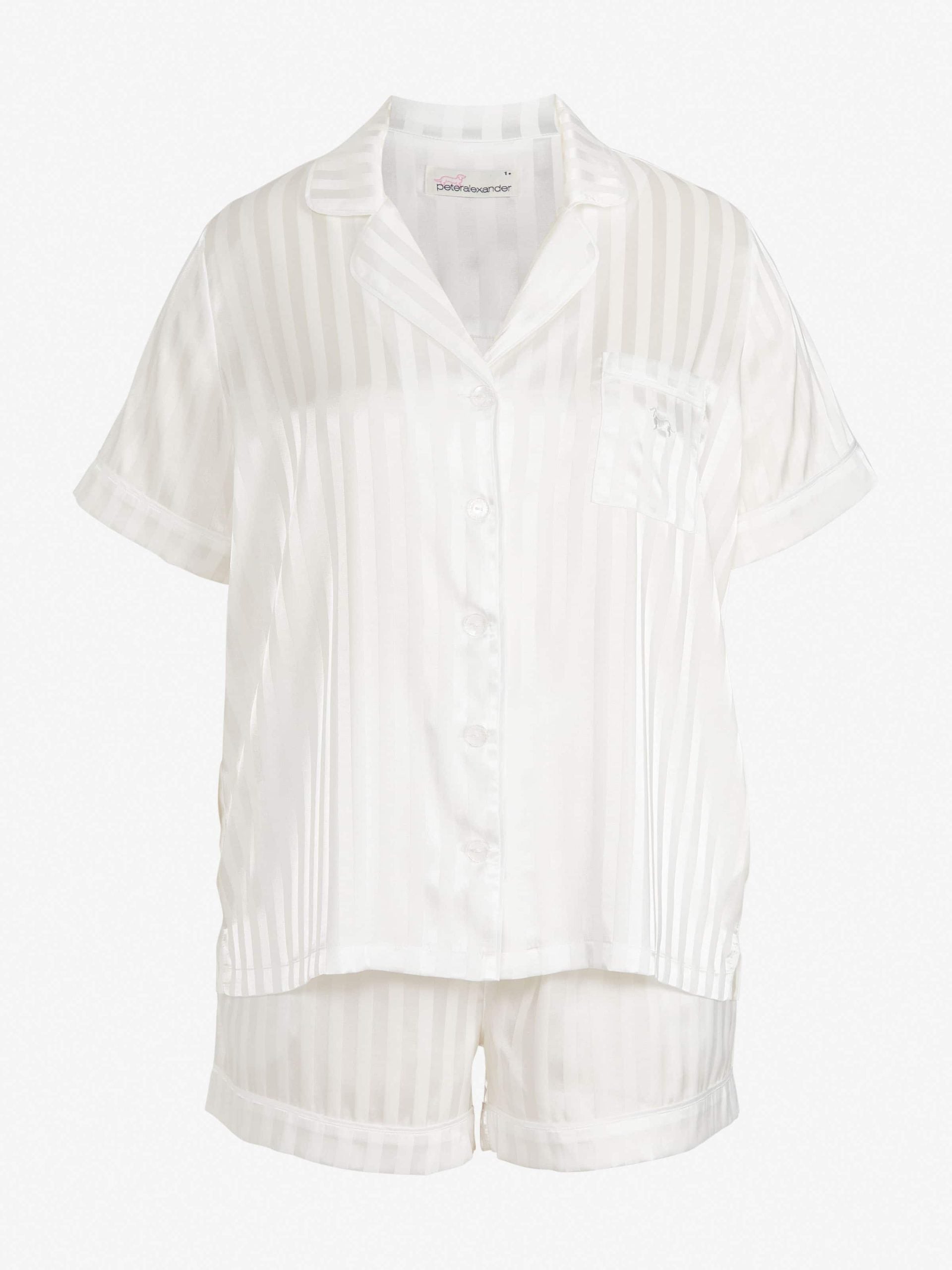 P.A. Plus White Stripe Chic Satin Pj Set White