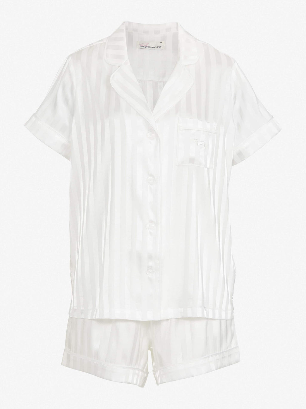 White Stripe Chic Satin Pj Set White