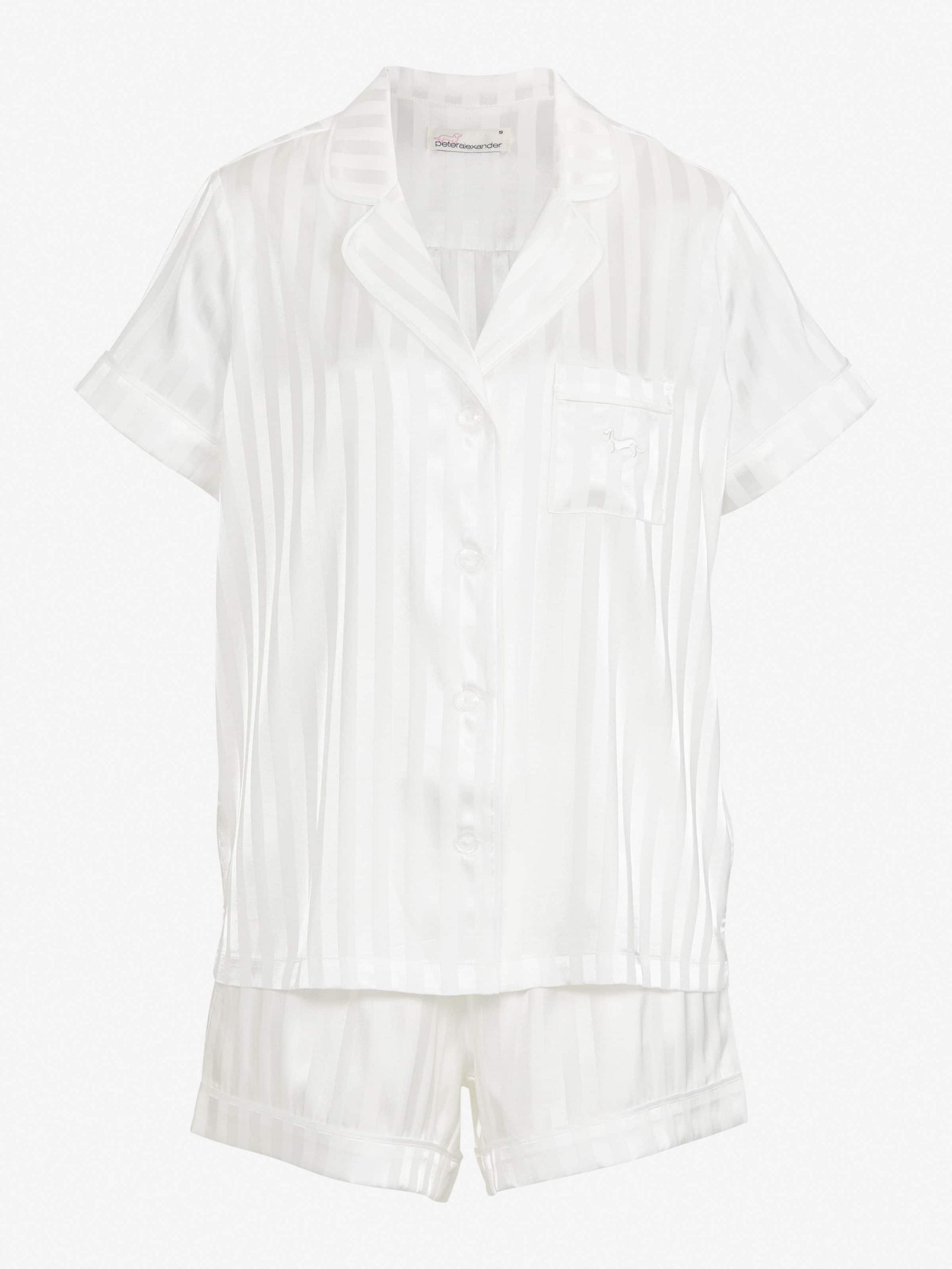 White Stripe Chic Satin Pj Set white