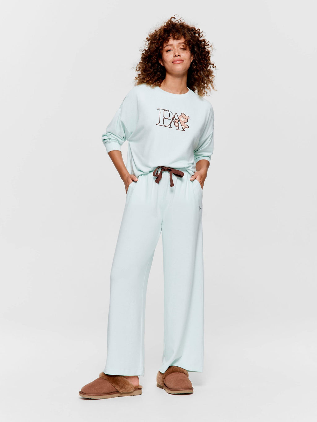 Mint Plush Straight Leg Pj Pant mint