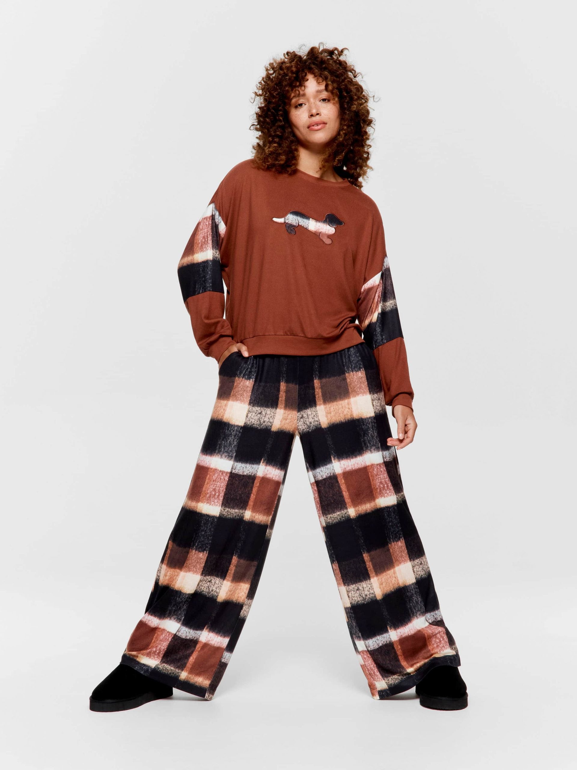 Brown Check Logo Plush Sweater multi