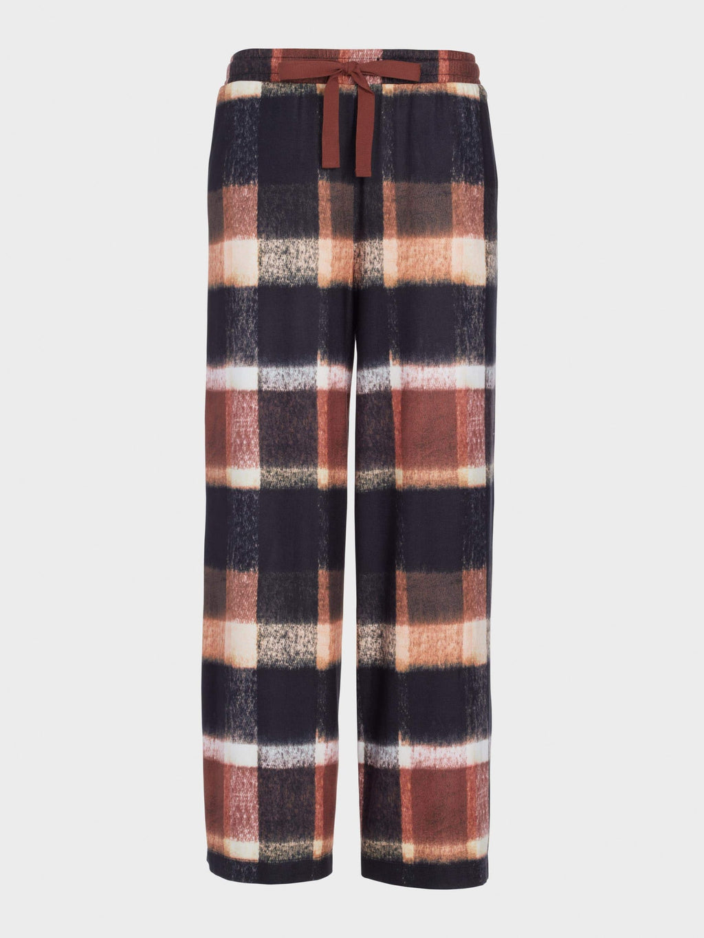 Brown Check Wide Leg Plush Pj Pant multi