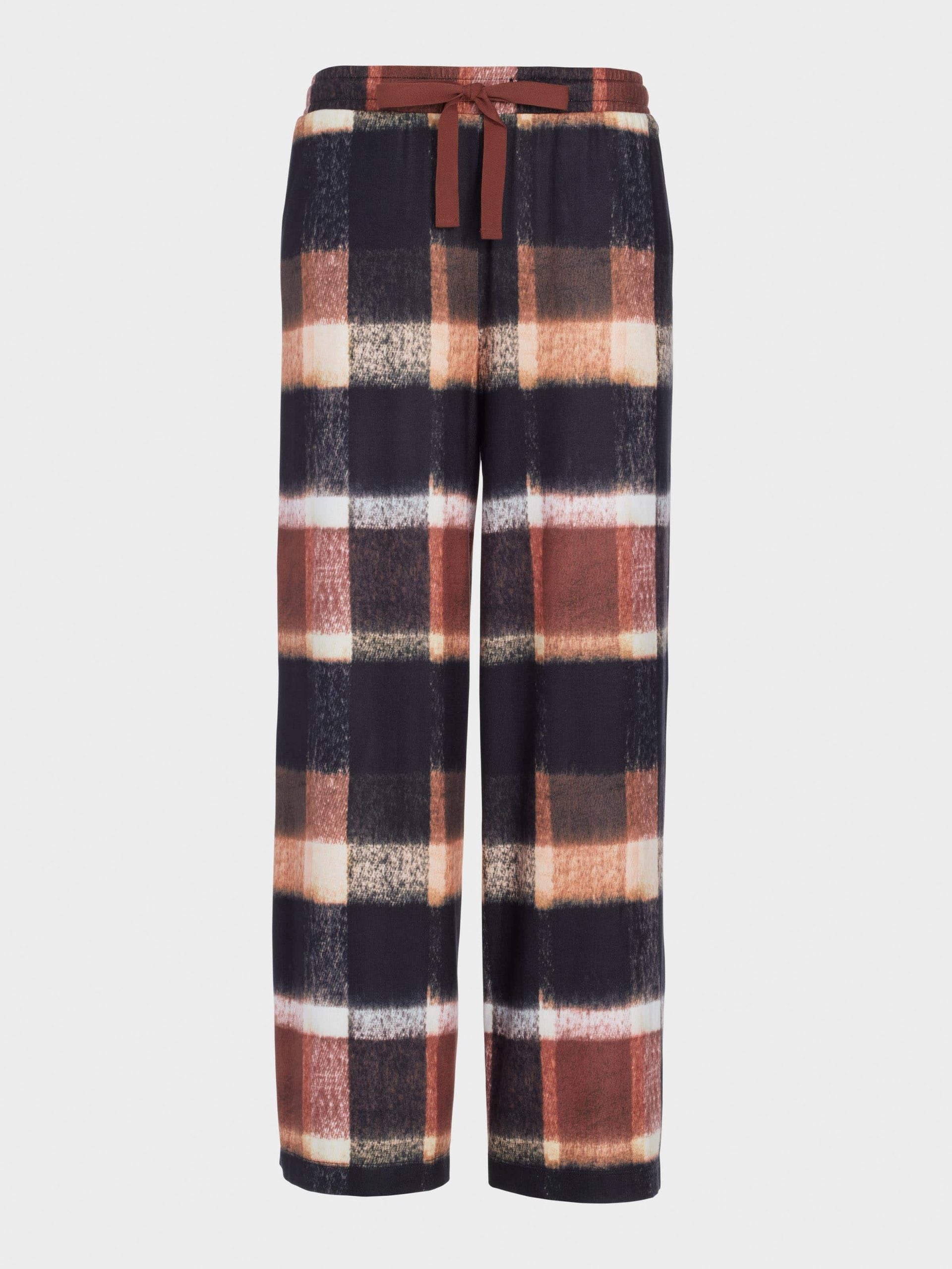 Brown Check Wide Leg Plush Pj Pant multi