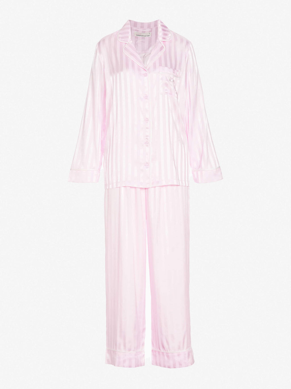 Long Pink Stripe Chic Satin Pj Set pink