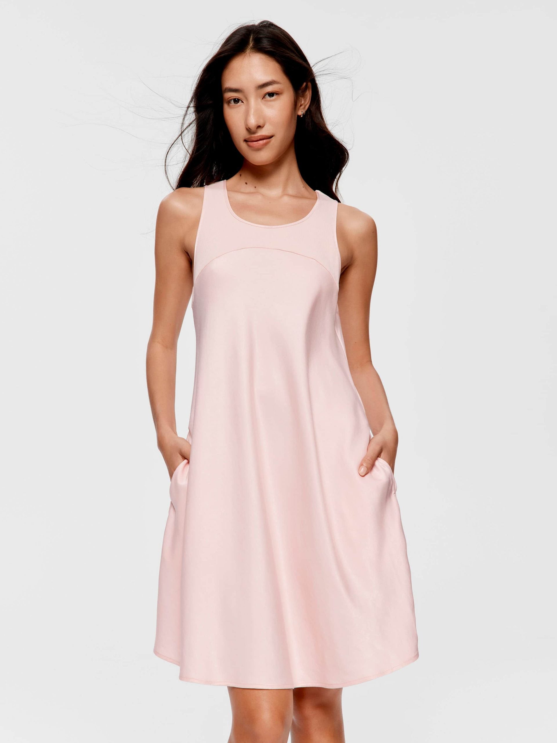Rib Trim Satin Nightie pink