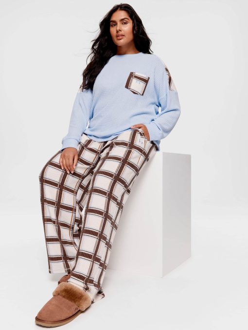 P.A. Plus Check Waffle Wide Leg Pj Pant Multi