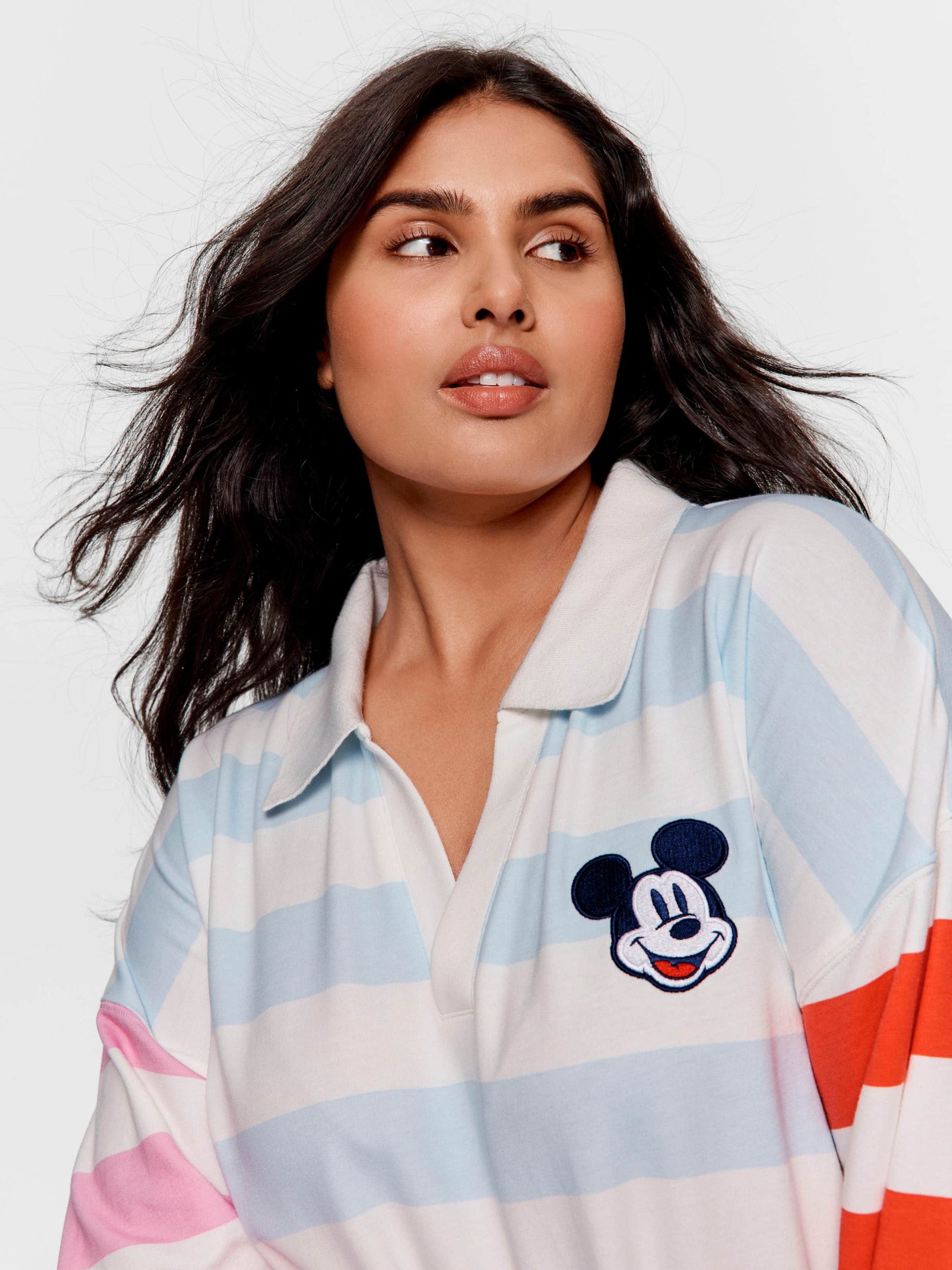 P.A. Plus Pastel Stripe Mickey Mouse Collared Sweater Multi