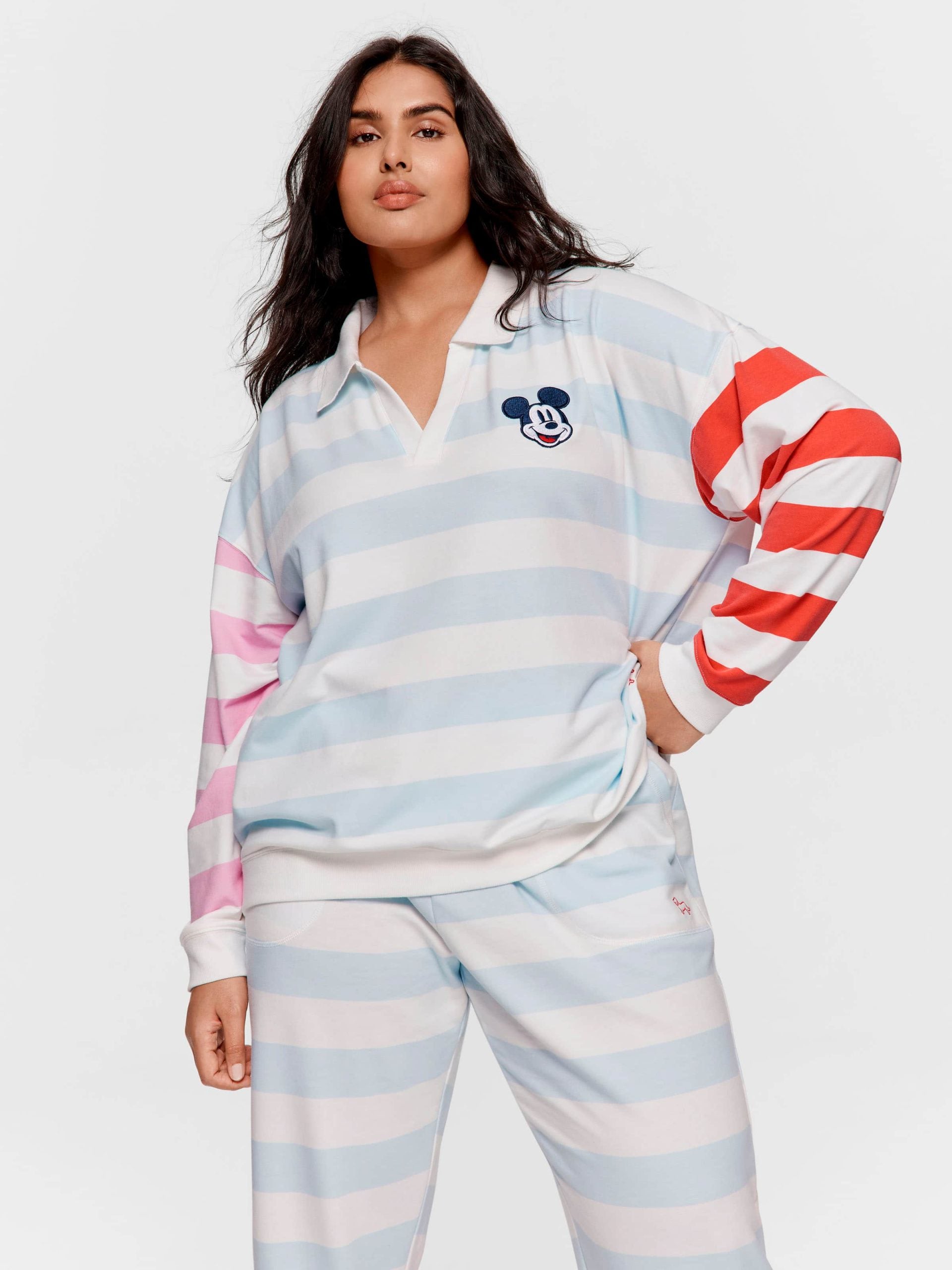 P.A. Plus Pastel Stripe Mickey Mouse Collared Sweater Multi