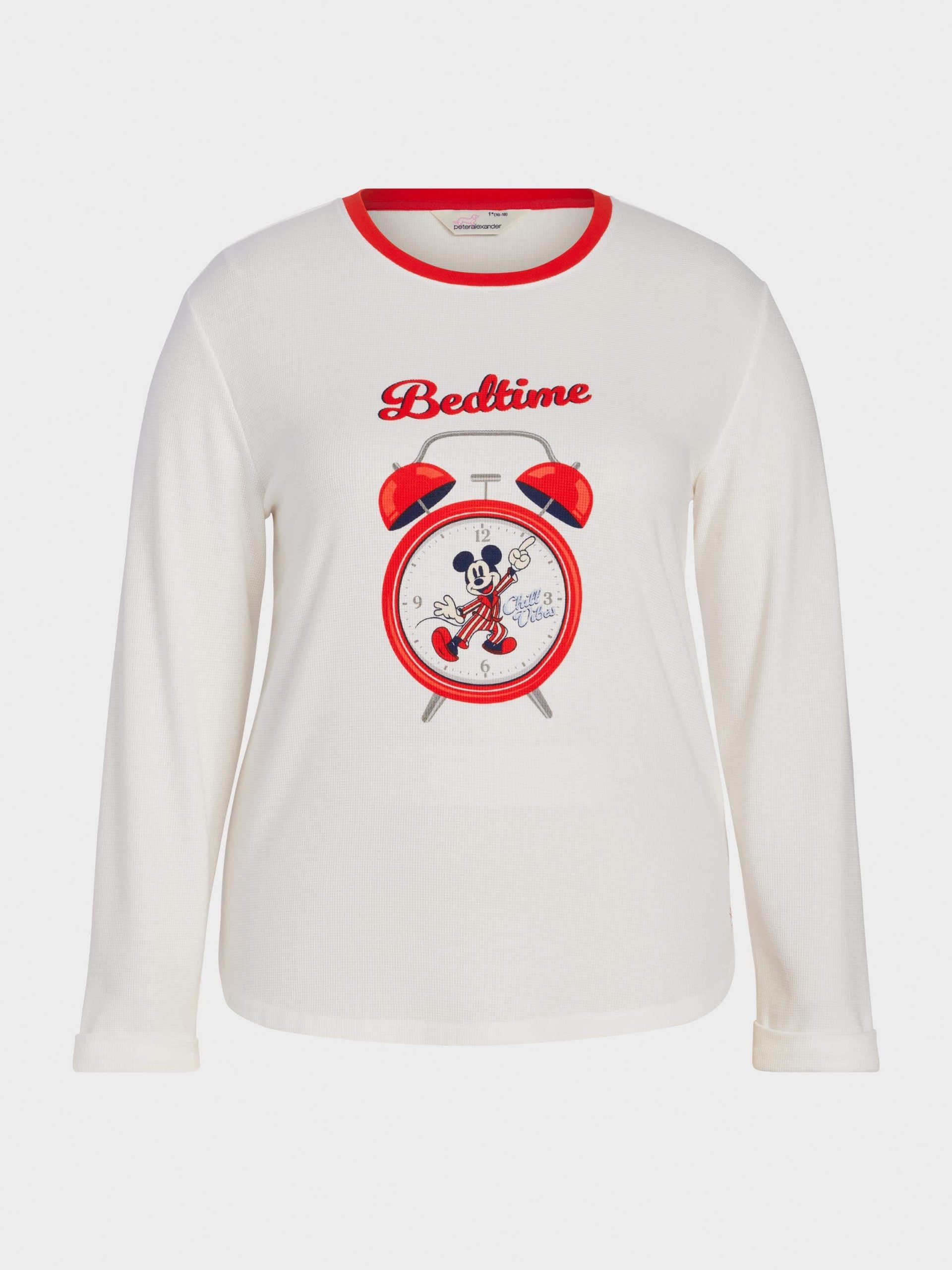 P.A. Plus Wake Up Mickey Mouse Waffle Long Sleeve Top Cream