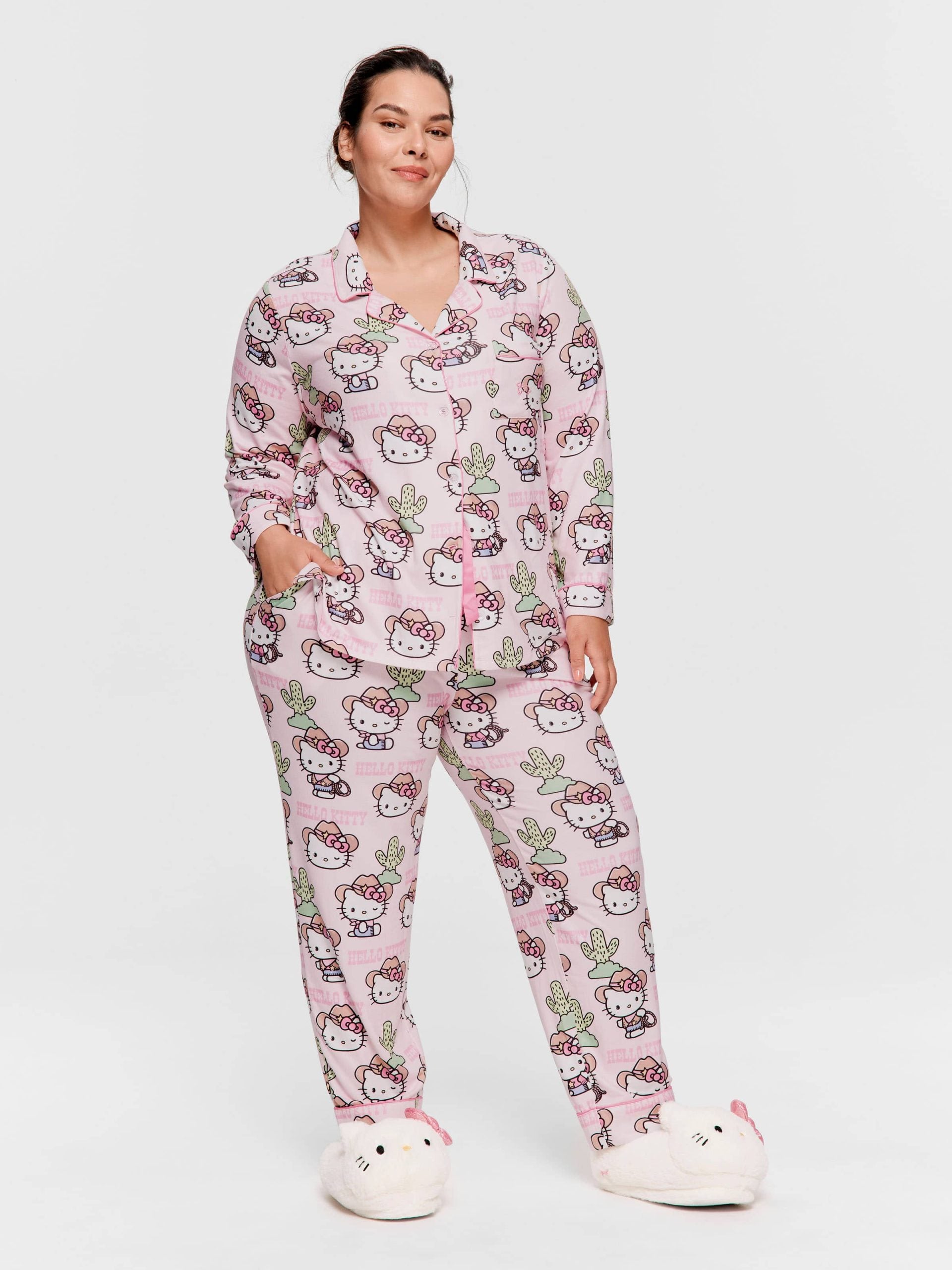 P.A. Plus Howdy Hello Kitty Plush Classic Pj Set Multi