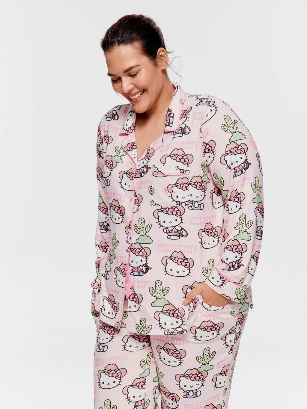 P.A. Plus Howdy Hello Kitty Plush Classic Pj Set Multi