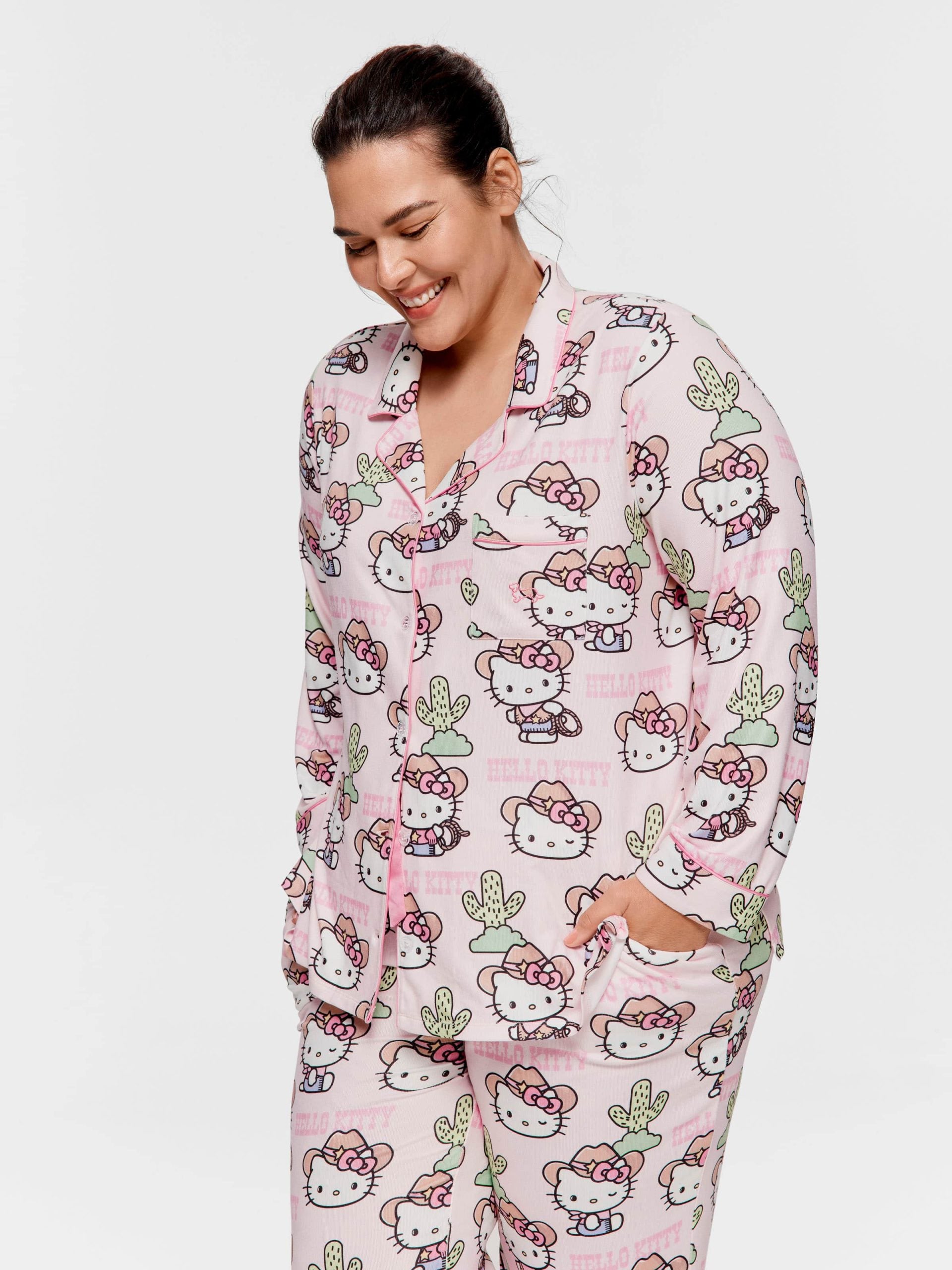 P.A. Plus Howdy Hello Kitty Plush Classic Pj Set Multi