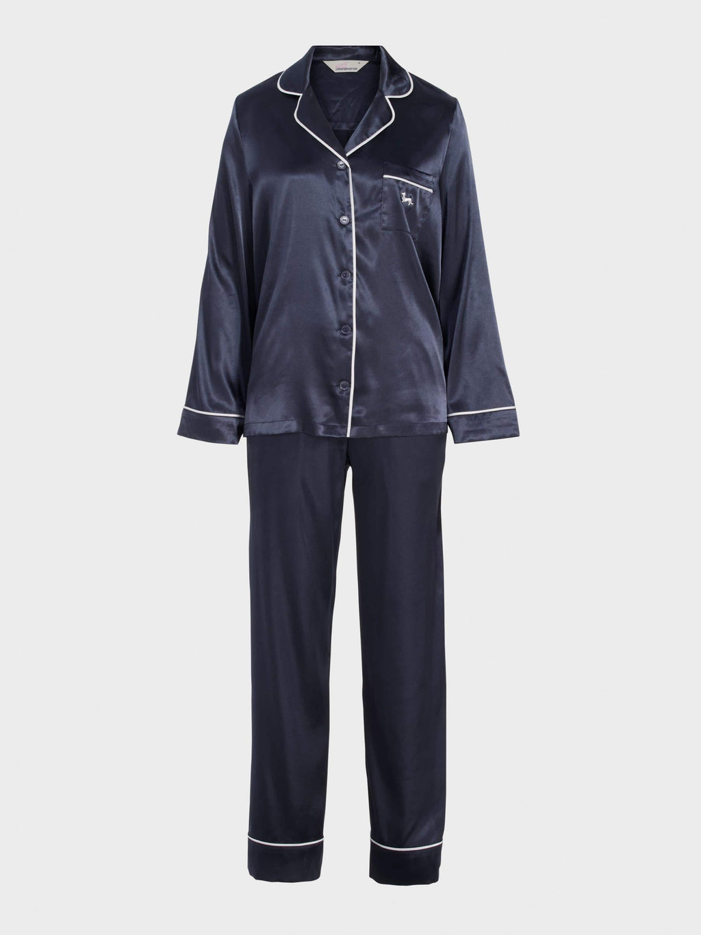 Charcoal Chic Satin Long Sleeve Pj Set charcoal